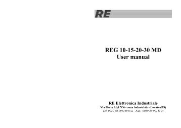 REG 10-15-20-30 MD User manual - RE Elettronica Industriale