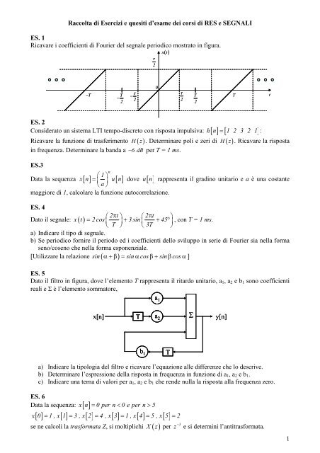 Esercizi e quesiti di esame degli anni precedenti - laboratorio di ...