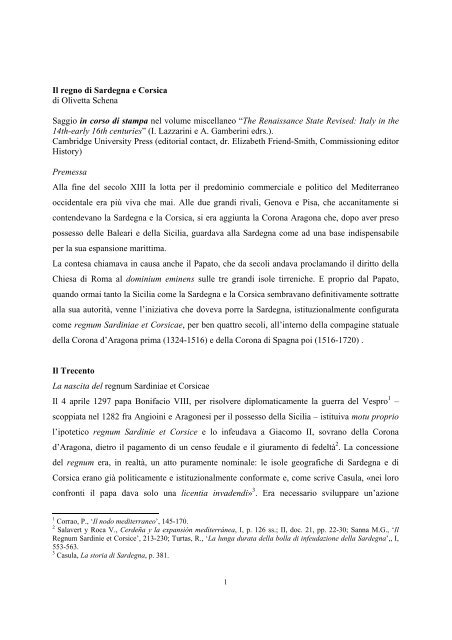 Il regno di Sardegna e Corsica.pdf - StudiareSardegna.it