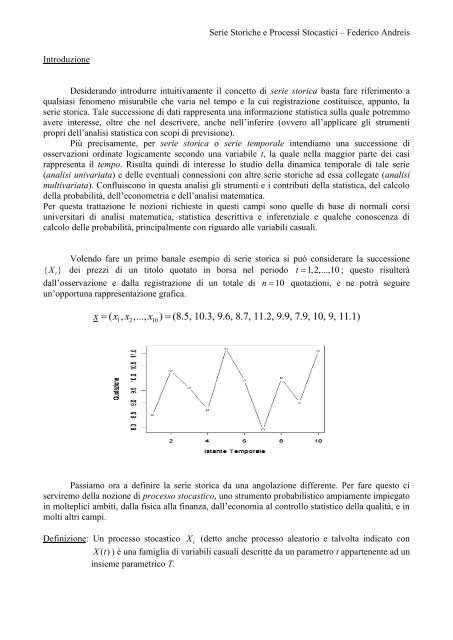 Serie Storiche e Processi Stocastici