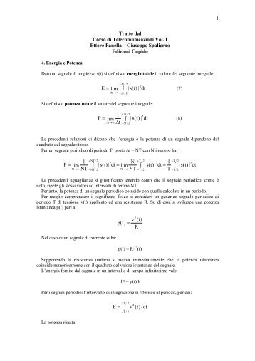 Energia Convoluzione e Correlazione - Prof. Ettore Panella