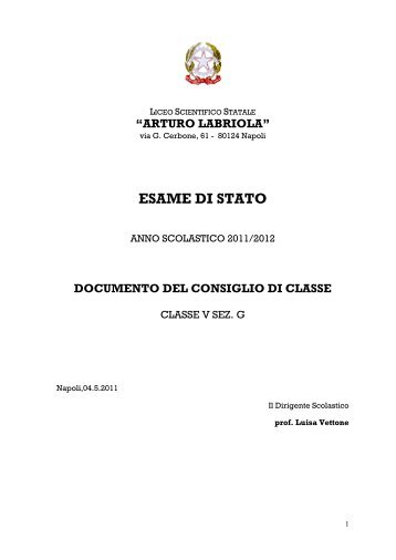 Documento Classe quinta sez. G - Liceo Labriola