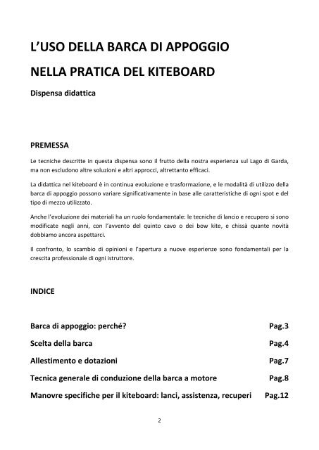 ispensa didattica: uso della barca di appoggio nel kiteboard ... - Xkite