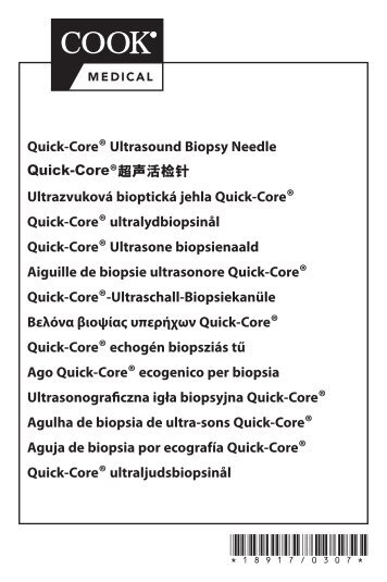 *18917/0307* Quick-Core® Ultrasound Biopsy ... - Cook Medical