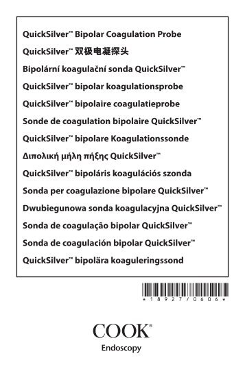 *18927/0606* QuickSilver™ Bipolar Coagulation ... - Cook Medical