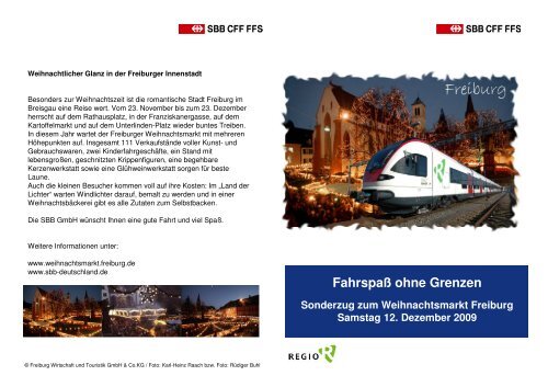 Sonderzug zum Weihnachtsmarkt Freiburg - SBB Deutschland GmbH