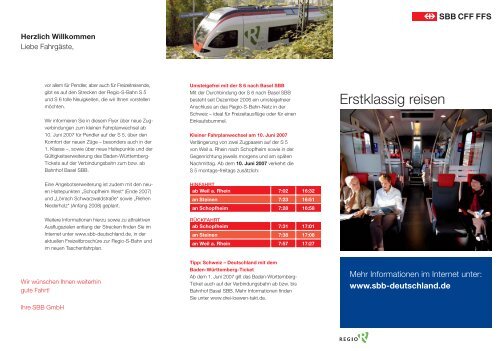 Angebotsflyer - SBB Deutschland GmbH