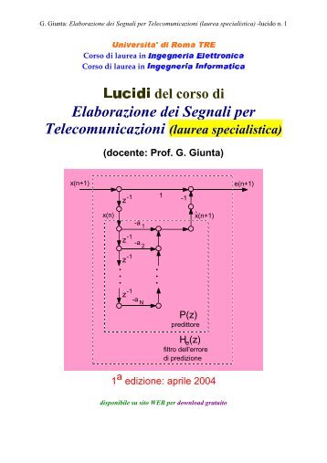 G. Giunta, Lucidi del corso Elaborazione dei Segnali per ... - Comlab