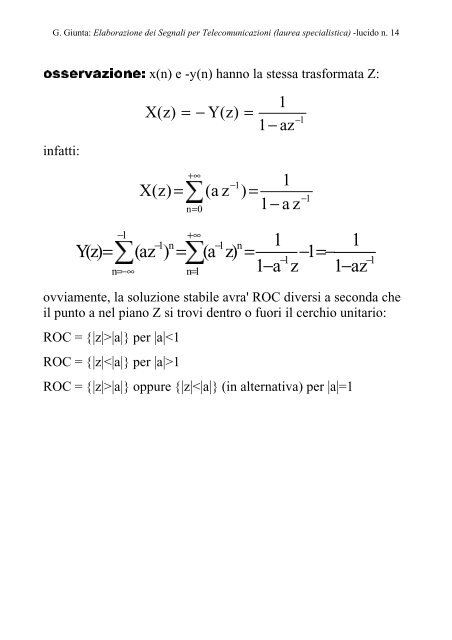 G. Giunta, Lucidi del corso Elaborazione dei Segnali per ... - Comlab