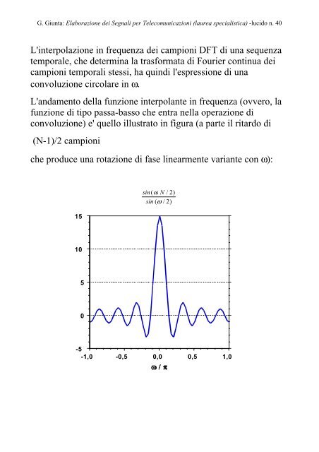 G. Giunta, Lucidi del corso Elaborazione dei Segnali per ... - Comlab