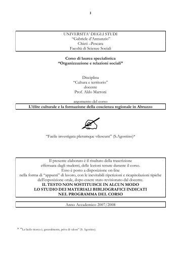 Cultura e territorio - ch.unich