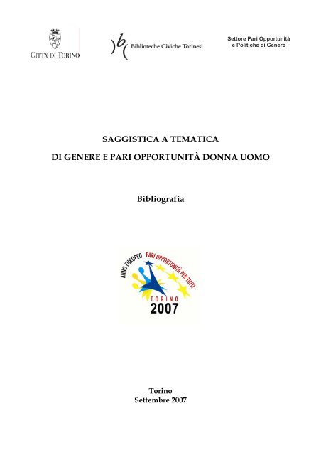 SAGGISTICA A TEMATICA DI GENERE E PARI ... - Città di Torino