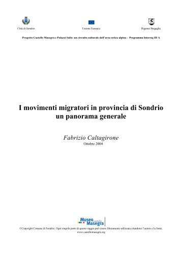 I movimenti migratori in provincia di Sondrio un panorama generale