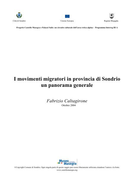 I movimenti migratori in provincia di Sondrio un panorama generale