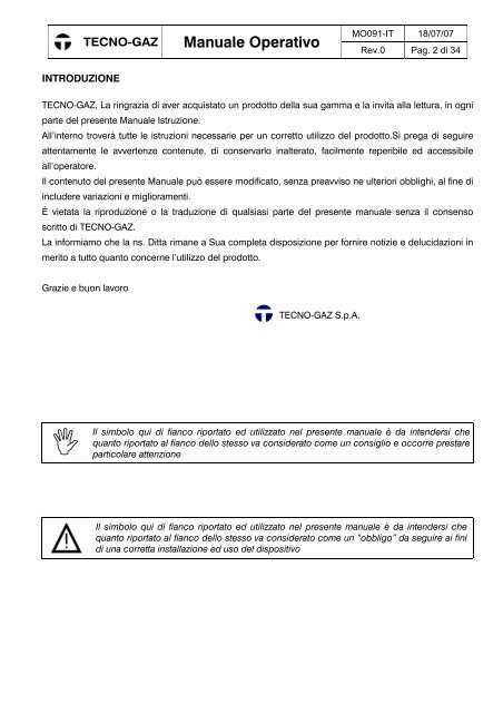 Manuale Operativo - Tecno-Gaz