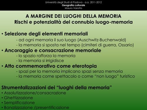 geografia culturale - Lettere e Filosofia - Università degli Studi di ...