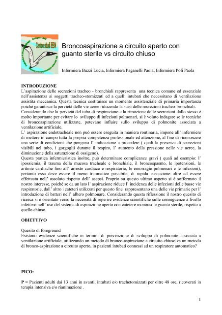 AZIENDA OSPEDALIERA DI BOLOGNA - Evidence Based Nursing
