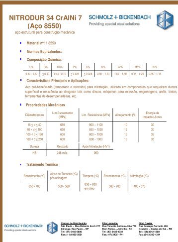 NITRODUR 34 CrAlNi 7 (Aço 8550) - Schmolz + Bickenbach AG