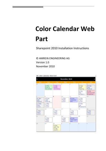 Color Calendar Web Part - Amrein Engineering