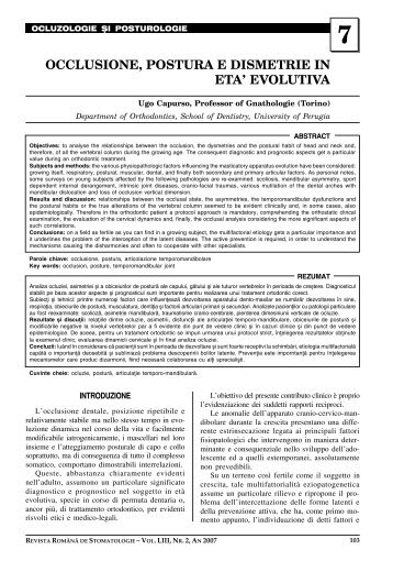 occlusione, postura e dismetrie in eta' evolutiva - medica.ro