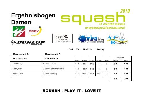 Ergebnisbogen - 1. Squash Club Beindersheim