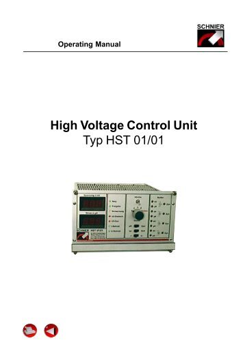 High Voltage Control Unit Typ HST 01/01 - SCHNIER Elektrostatik ...