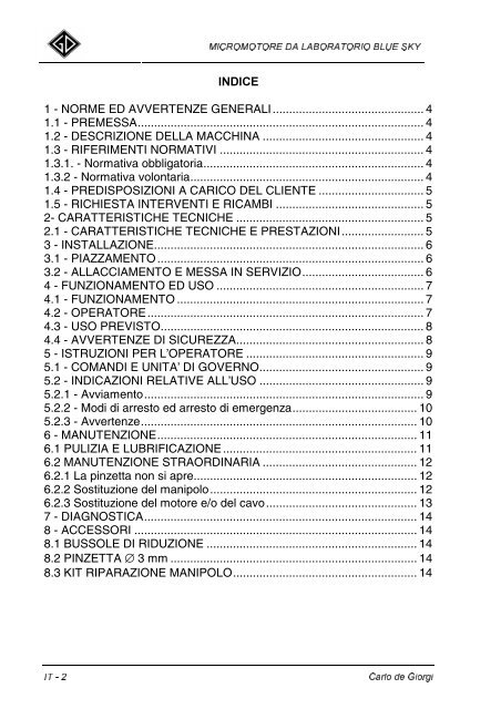 Micromotore da laboratorio Blue Sky - Carlo De Giorgi