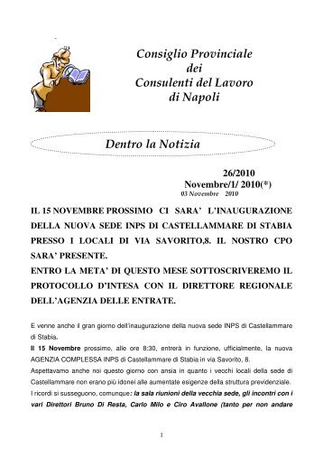 Consiglio Provinciale dei Consulenti del Lavoro di Napoli Dentro la ...