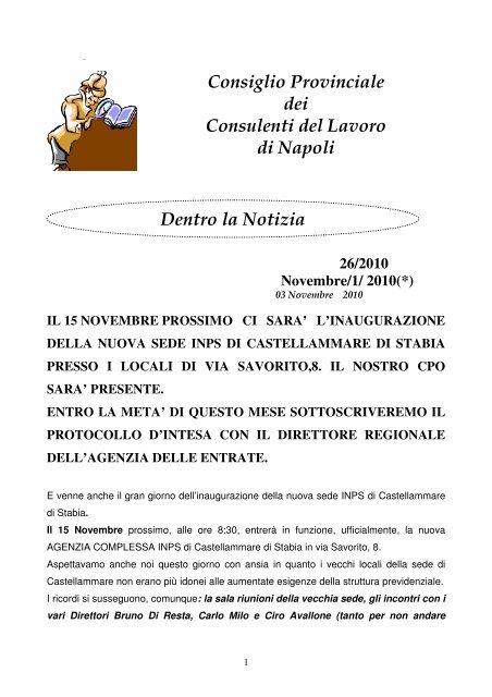 Consiglio Provinciale dei Consulenti del Lavoro di Napoli Dentro la ...