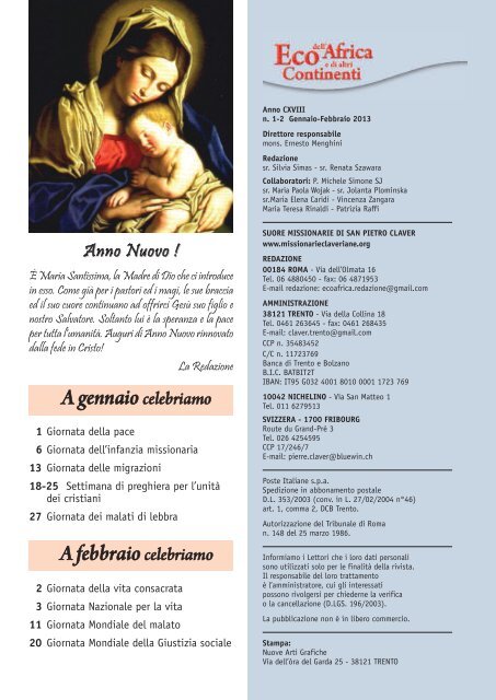 art. 1 - Suore Missionarie di s. Pietro Claver