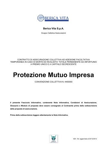 Protezione Mutuo Impresa - Berica Vita