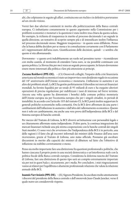 Discussioni del Parlamento europeo - Europa