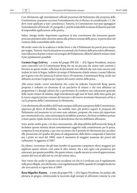 Discussioni del Parlamento europeo - Europa