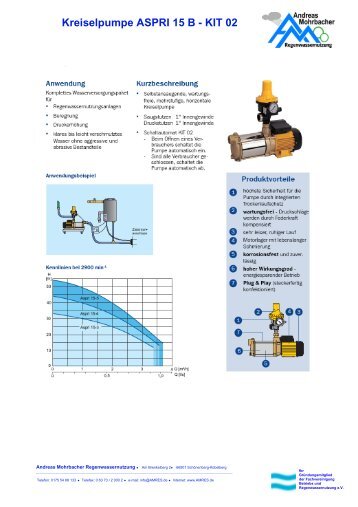 Kreiselpumpe ASPRI 15 B - Amres Regenwassernutzung