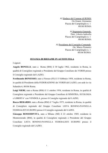 Istanza di Riesame in Autotutela Delibera APSA ... - Democratici EUR