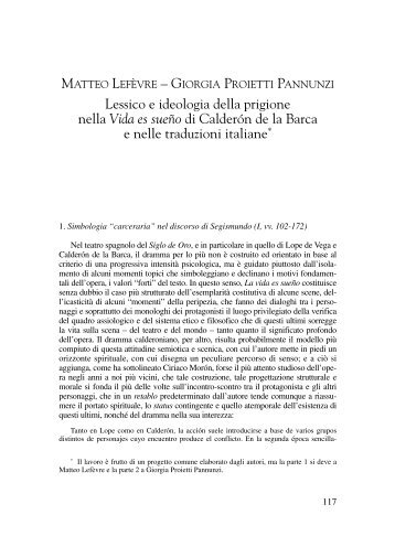 Lessico e ideologia della prigione nella Vida es sueño di Calderón ...