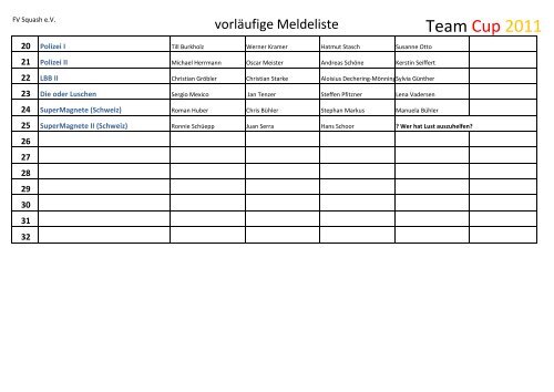 Ergebnisse - 1. Squash Club Beindersheim