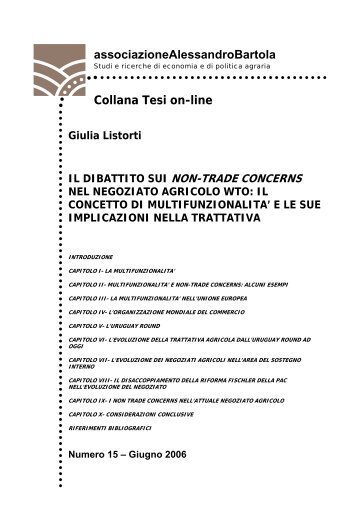 Il dibattito sui non-trade concerns nel negoziato agricolo WTO