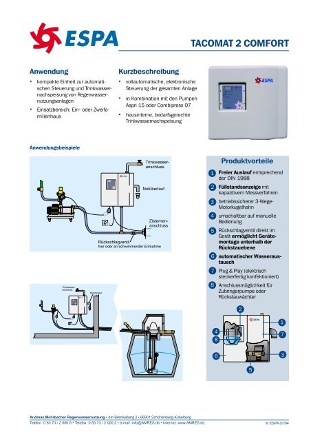 TACOMAT 2 COMFORT - Amres Regenwassernutzung