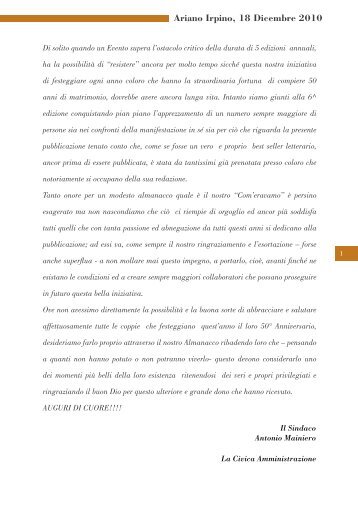 Almanacco “Com'eravamo...1960” - Comune di Ariano Irpino