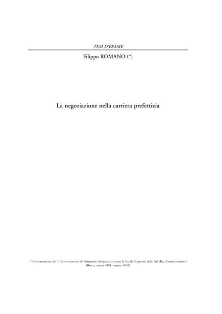 tesi d'esame - Scuola Superiore dell'Amministrazione dell'Interno ...