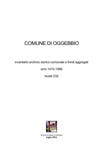 COMUNE DI OGGEBBIO - Istituto Centrale per gli Archivi