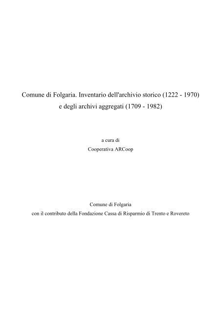 Inventario Folgaria ultima versione Archivio Storico comun…