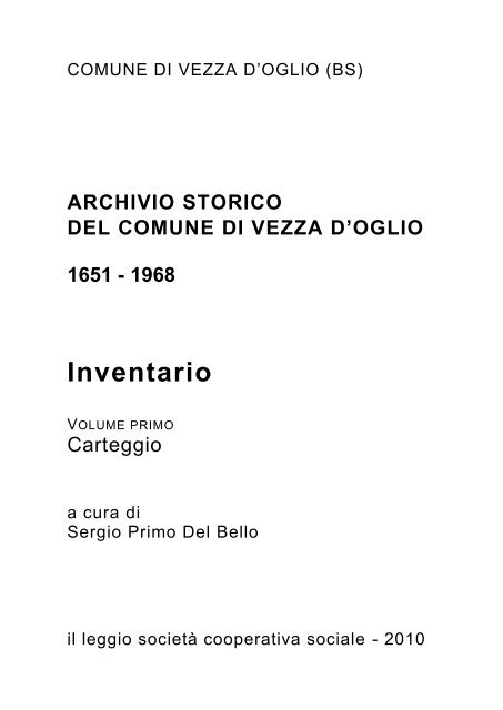 Inventario - Comune di Vezza d'Oglio