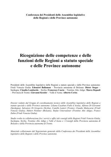 Ricognizione delle competenze e delle funzioni delle Regioni a ...