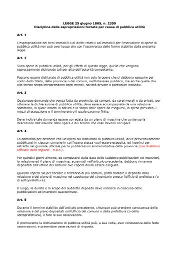 Legge n° 2359 del 25 giugno 1865