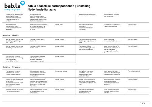 : Zakelijke correspondentie | Bestelling (Nederlands-Italiaans) - Bab.la