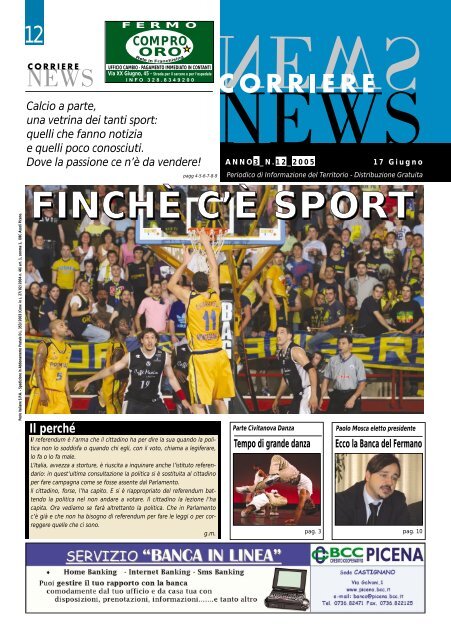 FINCHÈ C'È SPORT FINCHÈ CC'È SPORT - Corriere News