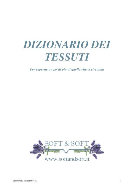 DIZIONARIO DEI TESSUTI