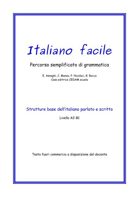 Italiano facile – Percorso semplificato di grammatica